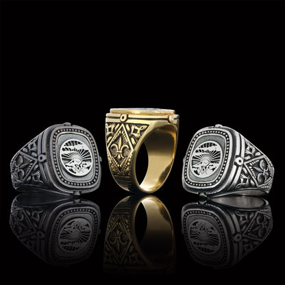 Silver Masonic Ring, Freemasonic Ring, Master Mason Ring, Elegant Masonic Ring by SWISS PLUS - Mason Collection - view 6