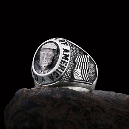 US President Trump Ring, Supporters Wide Ring, Donald J. Trump Ring, Patriotic Jewelry, Trump Face Ring, Supporter Jewelry by
