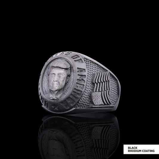 US President Trump Ring, Supporters Wide Ring, Donald J. Trump Ring, Patriotic Jewelry, Trump Face Ring, Supporter Jewelry - view 2