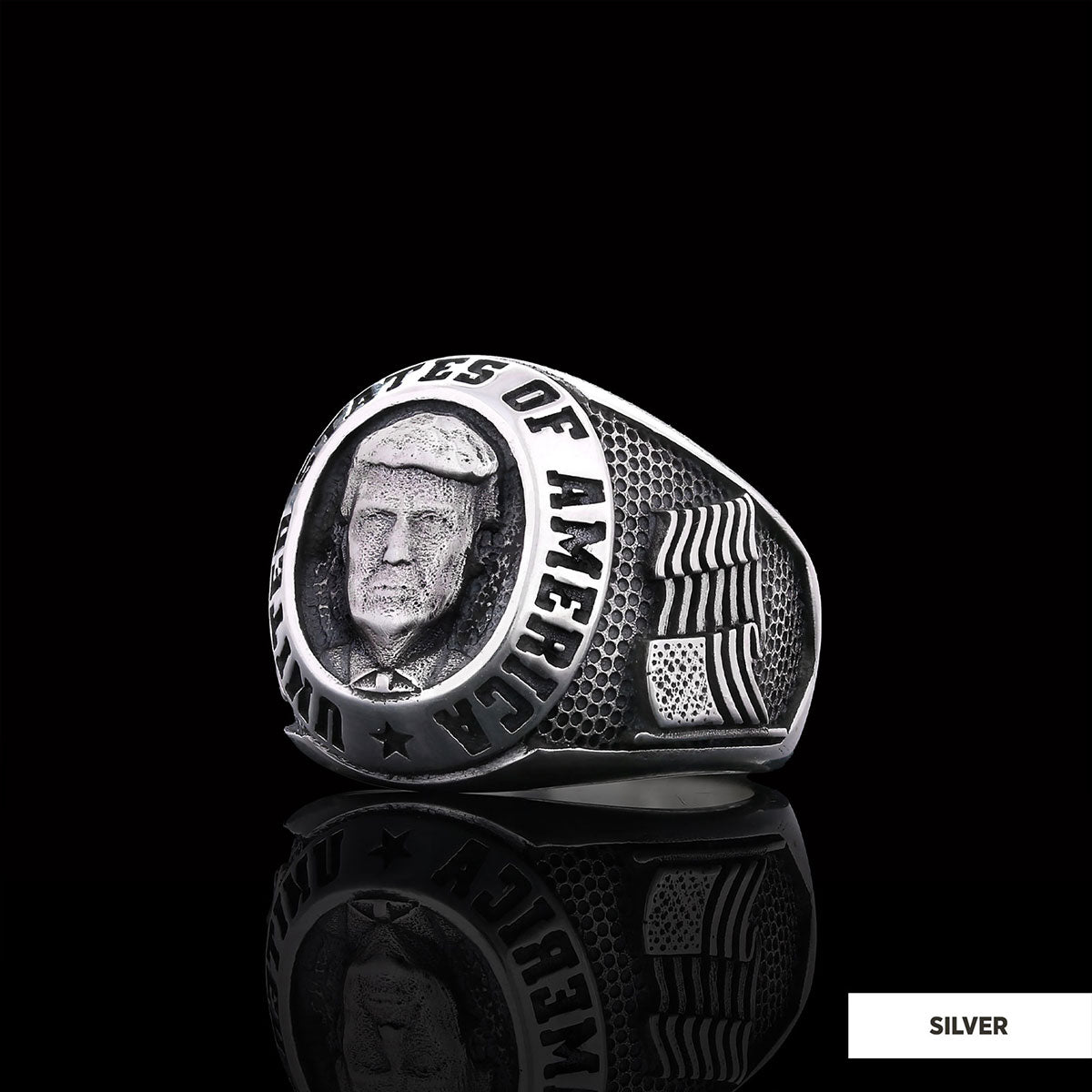 US President Trump Ring, Supporters Wide Ring, Donald J. Trump Ring, Patriotic Jewelry, Trump Face Ring, Supporter Jewelry - view 3