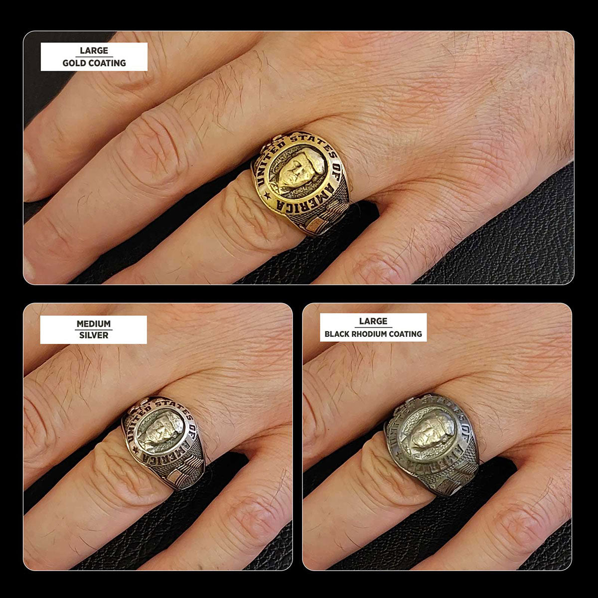 US President Trump Ring, Supporters Wide Ring, Donald J. Trump Ring, Patriotic Jewelry, Trump Face Ring, Supporter Jewelry - view 7
