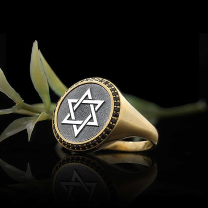 Silver Unique Design Women Magen David Ring by SWISS PLUS - 925 Sterling Silver Rings for Men & Women