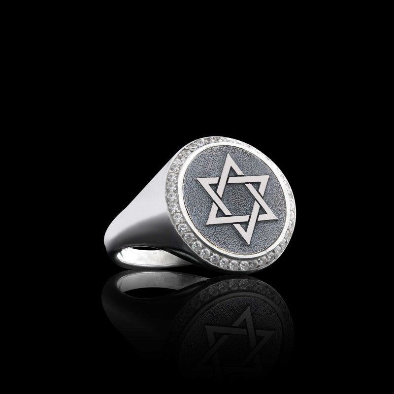 Silver Unique Design Women Magen David Ring