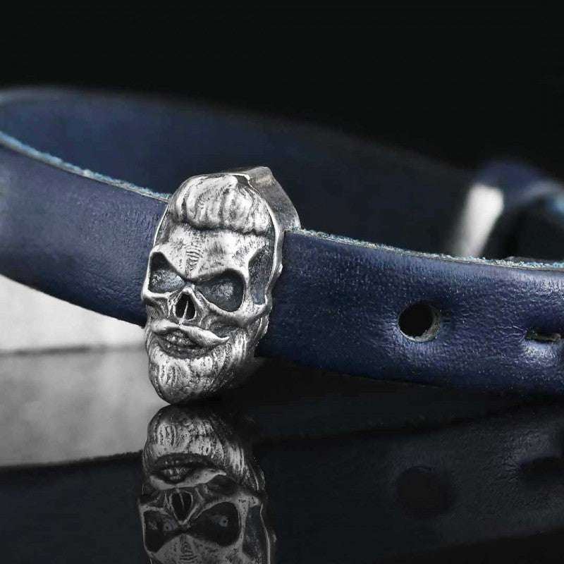 Skull Leather Bracelet by SWISS PLUS - Unique Design Leather Bracelets