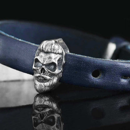 Skull Leather Bracelet by SWISS PLUS - Unique Design Leather Bracelets
