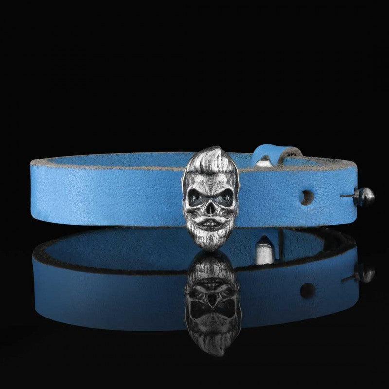 Skull Leather Bracelet by SWISS PLUS - Unique Design Leather Bracelets - view 2