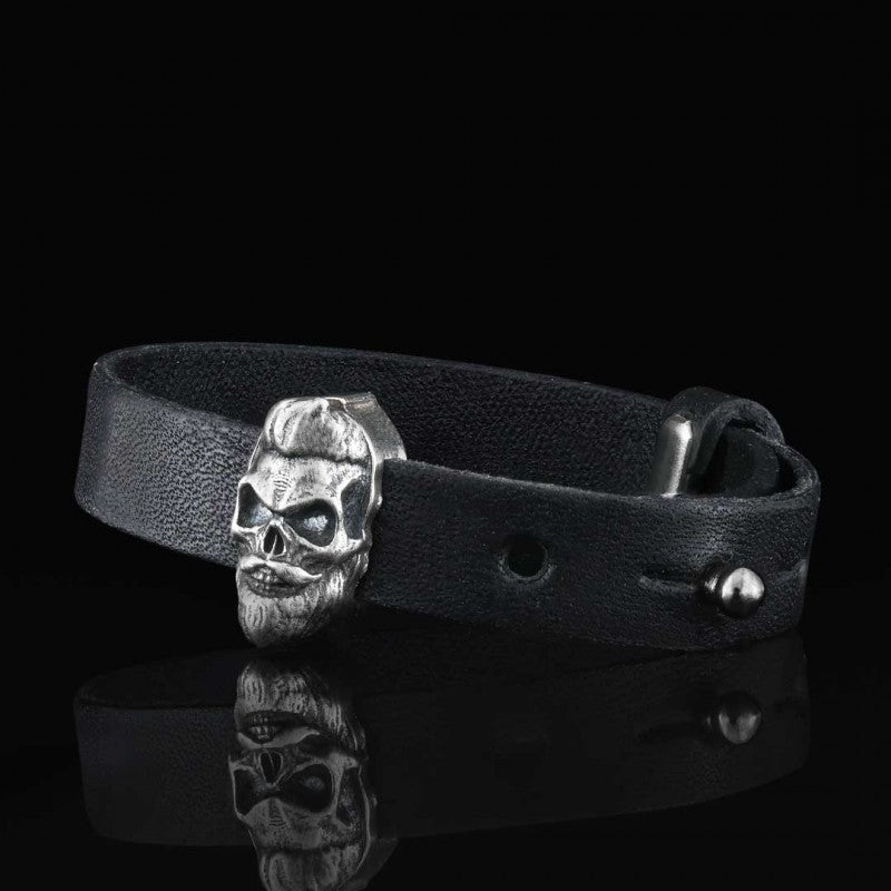 Skull Leather Bracelet by SWISS PLUS - Unique Design Leather Bracelets - view 3