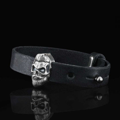 Skull Leather Bracelet by SWISS PLUS - Unique Design Leather Bracelets - view 3