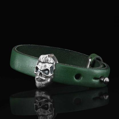 Skull Leather Bracelet by SWISS PLUS - Unique Design Leather Bracelets - view 5