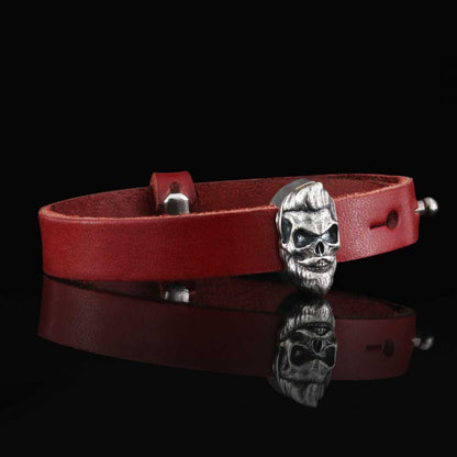 Skull Leather Bracelet by SWISS PLUS - Unique Design Leather Bracelets - view 6