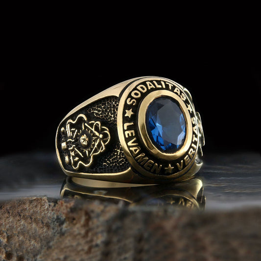 Sodalitas Levamen Veritas Masonic Ring, nights Templar Ring, Master Masonic Ring