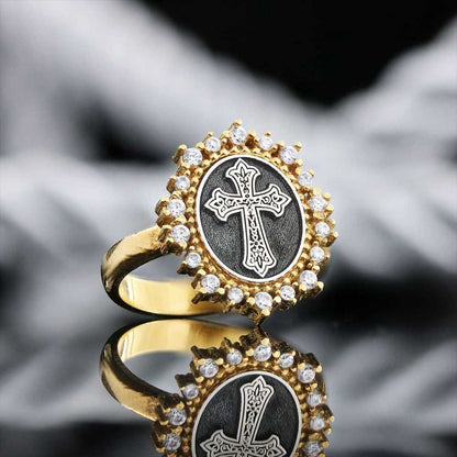 Special Design 925 Sterling Silver Christian Cross Women Ring by SWISS PLUS - Christian Collection