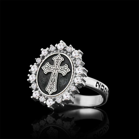 Special Design 925 Sterling Silver Christian Cross Women Ring by SWISS PLUS - Christian Collection - view 2
