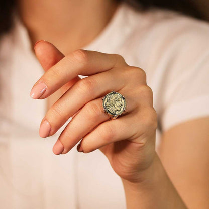 Special Design 925 Sterling Silver Egyptian Coin Women Ring by SWISS PLUS - 925 Sterling Silver Rings for Men & Women - view 