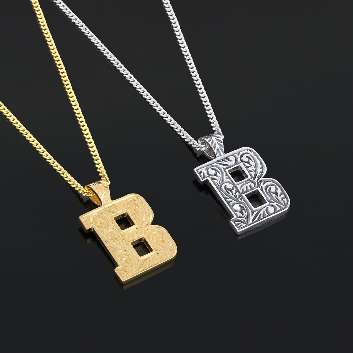 Special Design 925 Sterling Silver Letter Monogram B Pendant - view 5