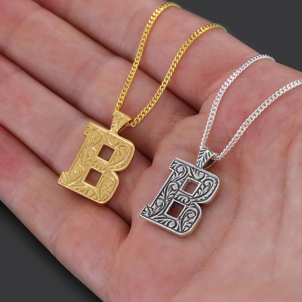 Special Design 925 Sterling Silver Letter Monogram B Pendant - view 6