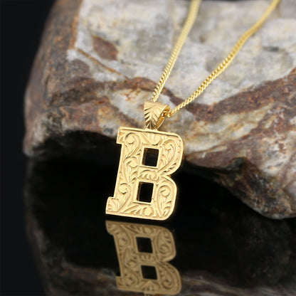 Special Design 925 Sterling Silver Letter Monogram B Pendant by SWISS PLUS - Letter Collection