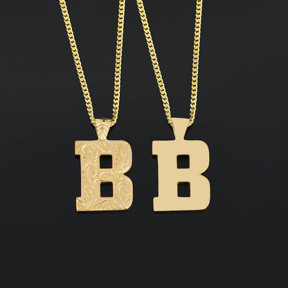 Special Design 925 Sterling Silver Letter Monogram B Pendant by SWISS PLUS - Letter Collection - view 2