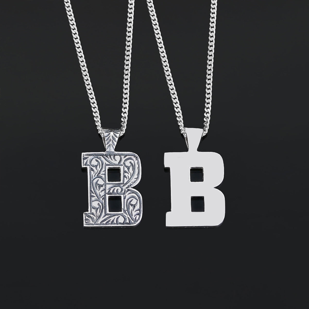 Special Design 925 Sterling Silver Letter Monogram B Pendant - view 3