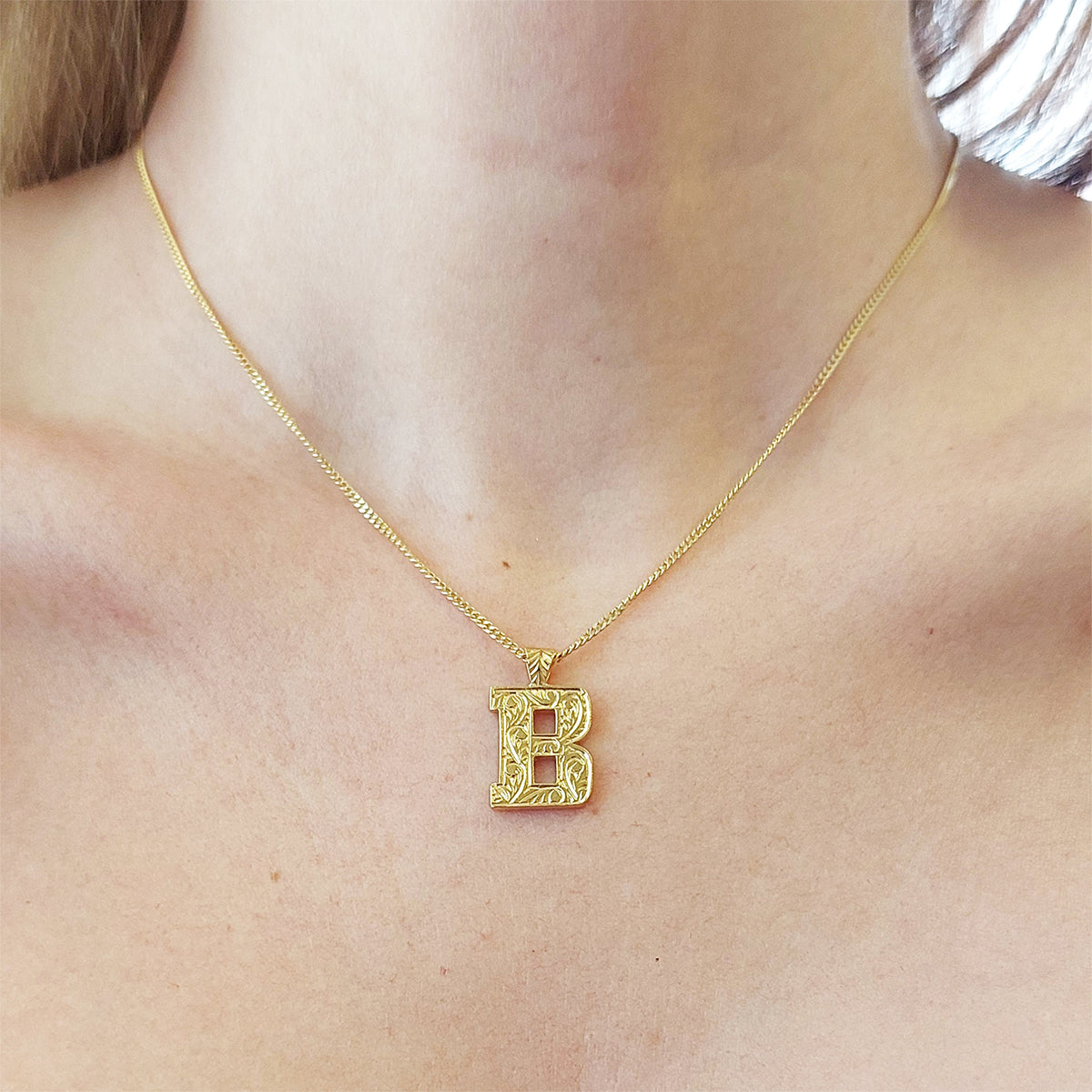 Special Design 925 Sterling Silver Letter Monogram B Pendant - view 4