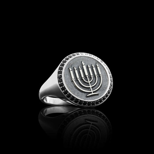 Special Design 925 Sterling Silver Menorah Isolated Women Ring