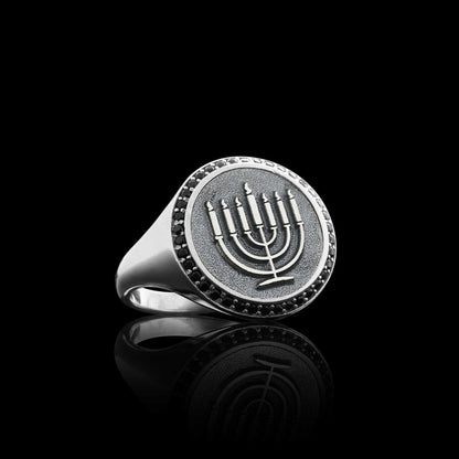 Special Design 925 Sterling Silver Menorah Isolated Women Ring by SWISS PLUS - Jewish Collection - view 2