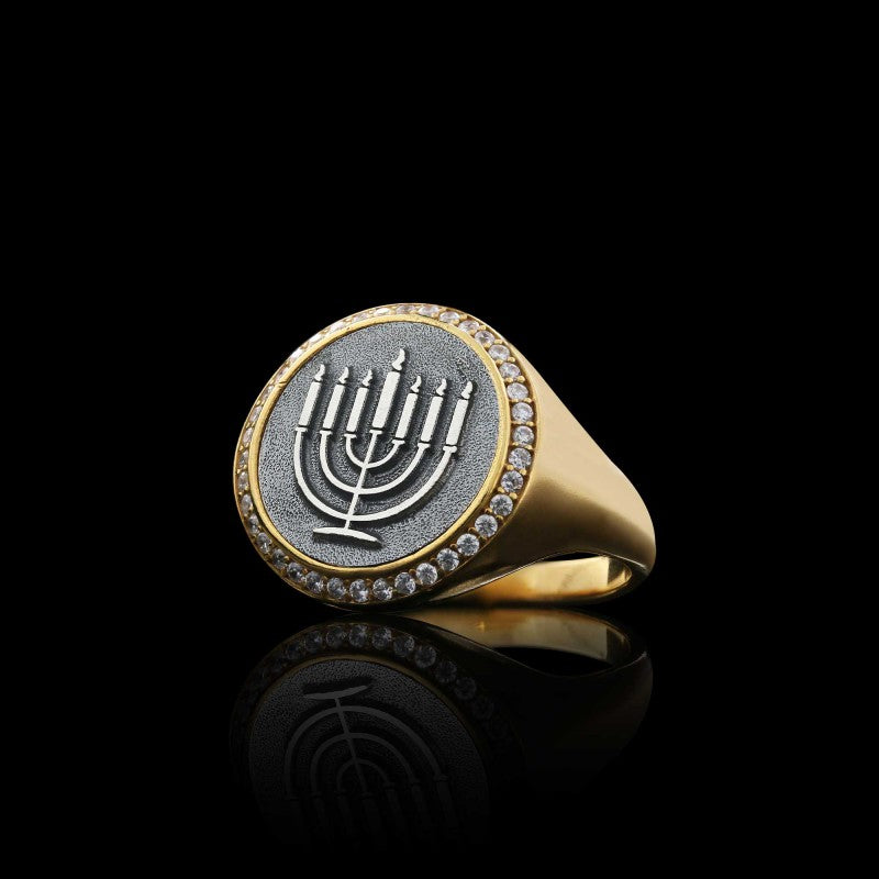 Special Design 925 Sterling Silver Menorah Isolated Women Ring - view 3
