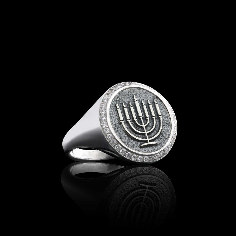 Special Design 925 Sterling Silver Menorah Isolated Women Ring - view 4