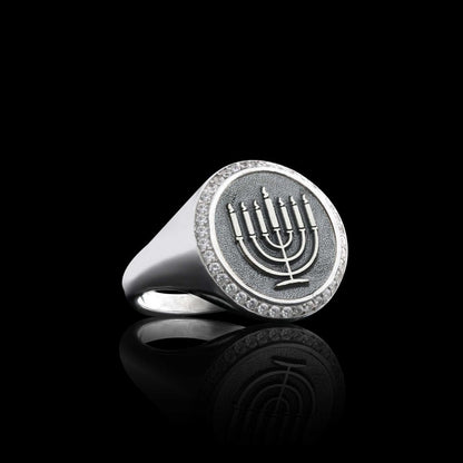 Special Design 925 Sterling Silver Menorah Isolated Women Ring by SWISS PLUS - Jewish Collection - view 4
