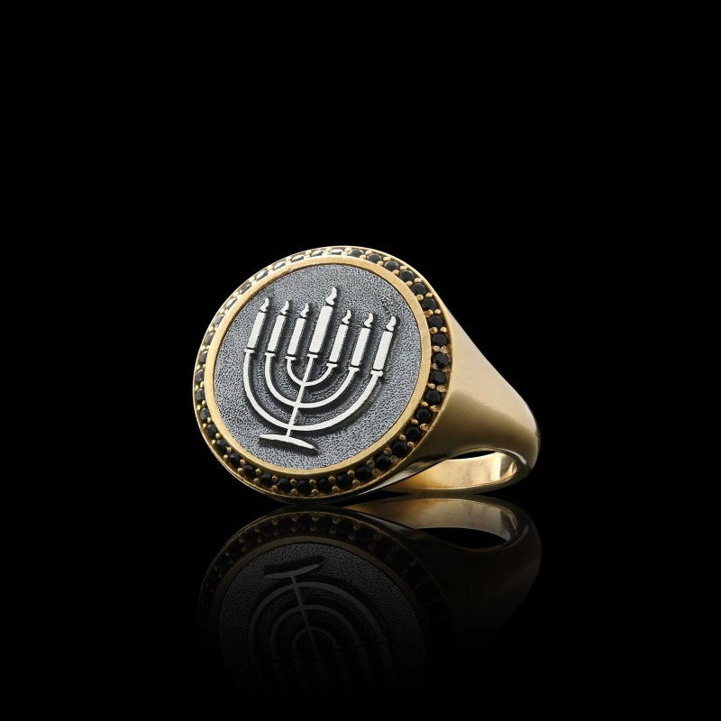 Special Design 925 Sterling Silver Menorah Isolated Women Ring - view 5