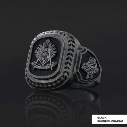 Special Design 925 Sterling Silver Past Master Masonic Ring by SWISS PLUS - Mason Collection - view 3
