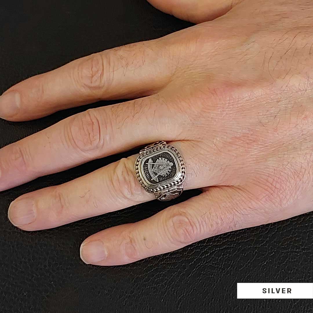 Special Design 925 Sterling Silver Past Master Masonic Ring - view 6