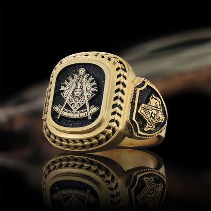 Special Design 925 Sterling Silver Past Master Masonic Ring by SWISS PLUS - Mason Collection