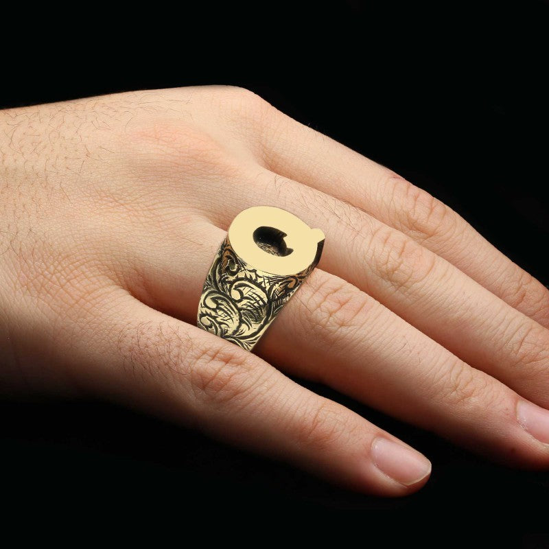 Special Design Celtic Silver Monogram Letter Q Ring - view 3