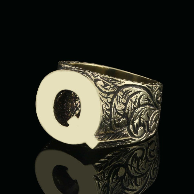 Special Design Celtic Silver Monogram Letter Q Ring - view 6