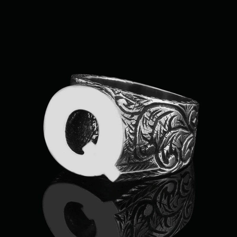 Special Design Celtic Silver Monogram Letter Q Ring - view 7