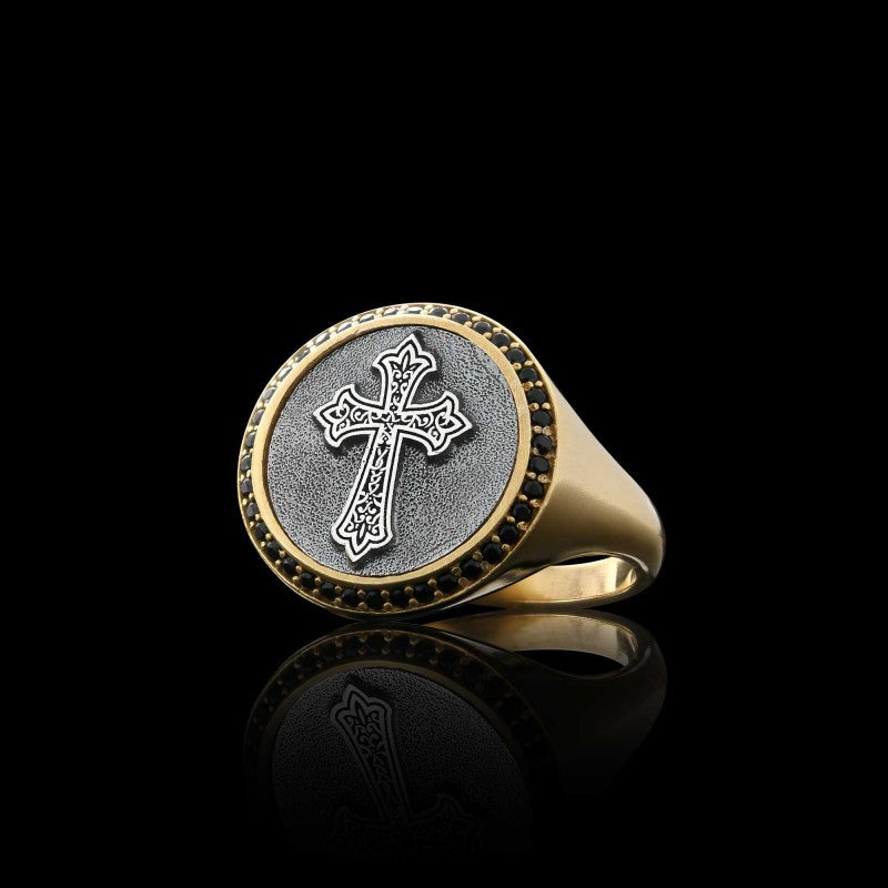 Special Design Handmade Round Christian Cross Women Ring - view 3