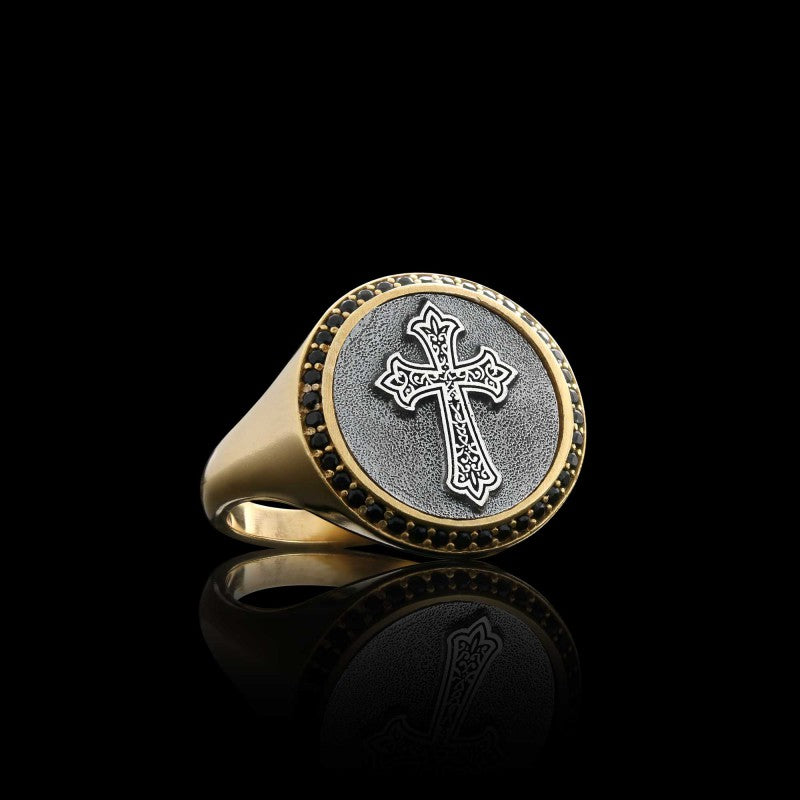 Special Design Handmade Round Christian Cross Women Ring - view 4