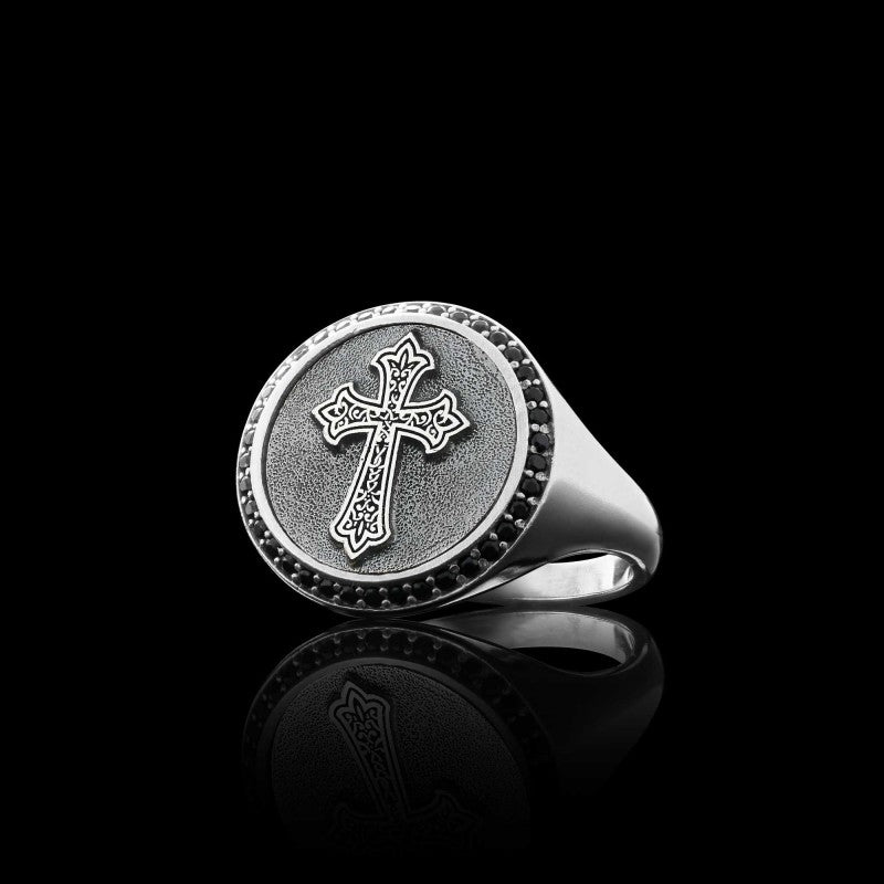 Special Design Handmade Round Christian Cross Women Ring - view 5