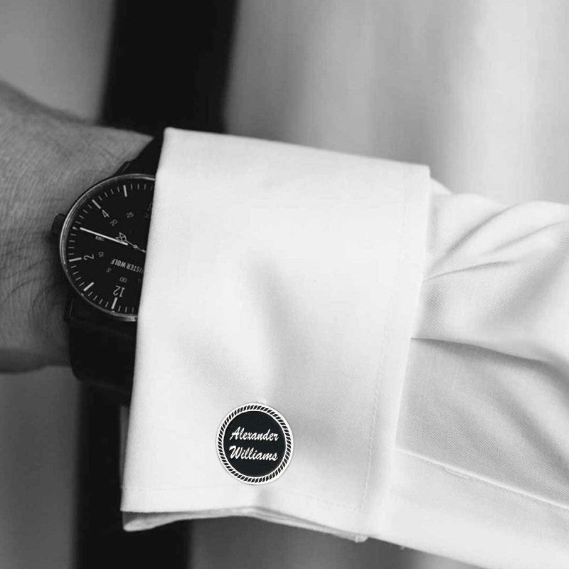 Special Design Handmade Silver Edged With Motifs Round Cufflinks - view 5