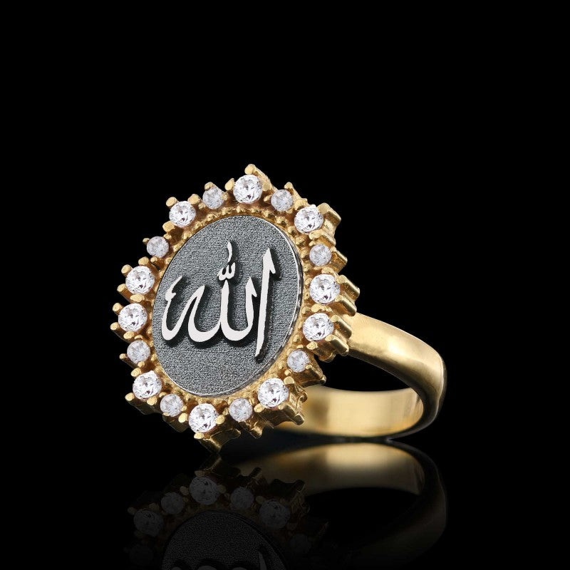 Special Design Handmade Stone Oval 925 Sterling Silver Islamic Allah Women Ring - view 3