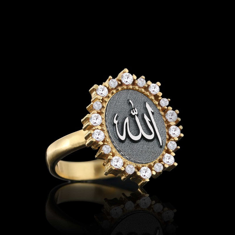 Special Design Handmade Stone Oval 925 Sterling Silver Islamic Allah Women Ring - view 4