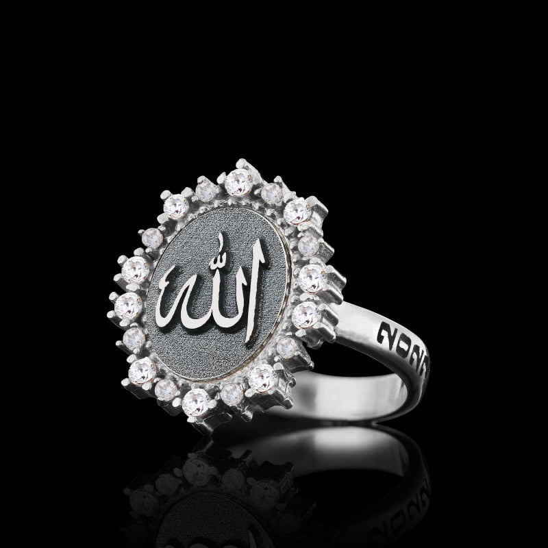 Special Design Handmade Stone Oval 925 Sterling Silver Islamic Allah Women Ring - view 5