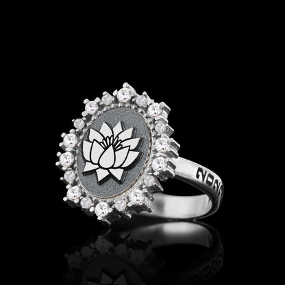 Special Design Handmade Stone Oval 925 Sterling Silver Lotus Women Ring by SWISS PLUS - 925 Sterling Silver Rings for Men & W