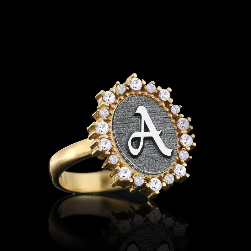 Special Design Handmade Stone Oval 925 Sterling Silver Monogram Letter A Women Ring - view 4