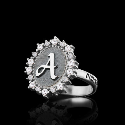 Special Design Handmade Stone Oval 925 Sterling Silver Monogram Letter A Women Ring by SWISS PLUS - Letter Collection - view 