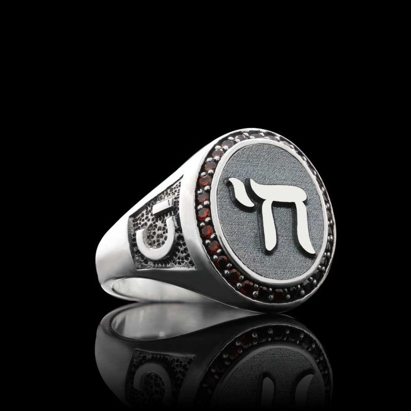 Special Design Handmade Stone Oval Jewish Chai Symbol Women Ring - view 5