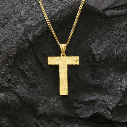 Special Design Letter Handmade Monogram T Sterling Silver Necklace by SWISS PLUS - Letter Collection - view 2