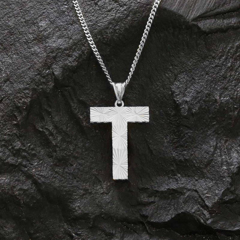 Special Design Letter Handmade Monogram T Sterling Silver Necklace - view 3