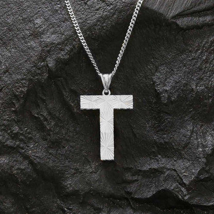 Special Design Letter Handmade Monogram T Sterling Silver Necklace by SWISS PLUS - Letter Collection - view 3